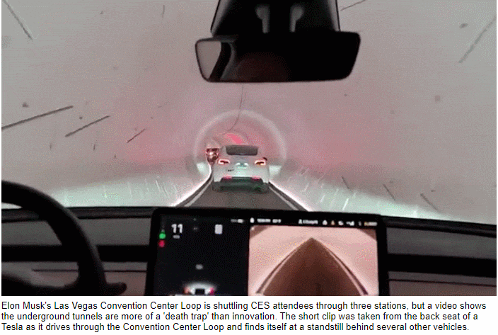 보링 컴퍼니의 라스베이거스 지하터널, 만일 차에 불이 나면 어쩌지?  VIDEO:'If a car catches fires, people will die': Elon Musk's 'Vegas Loop' tunnel is branded...