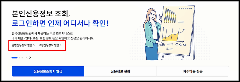 신용정보조회서 발급(한국신용정보원 크레딧포유)