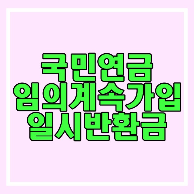 가입기간 10년 미만 국민연금 수령방법 공개_임의계속가입, 일시반환금 신청방법 제출서류 564번
