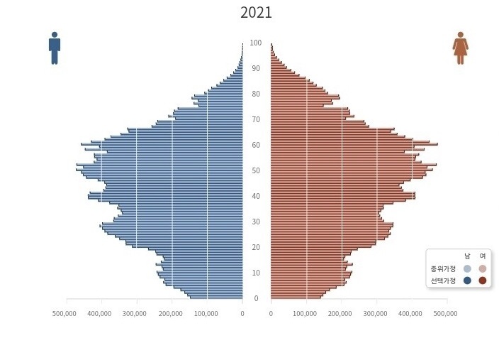 2021년 대한민국 인구 피라미드