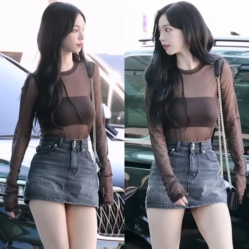 세련된 자태를 뽐내는 에스파 카리나 공항패션 근황 사진 움짤
