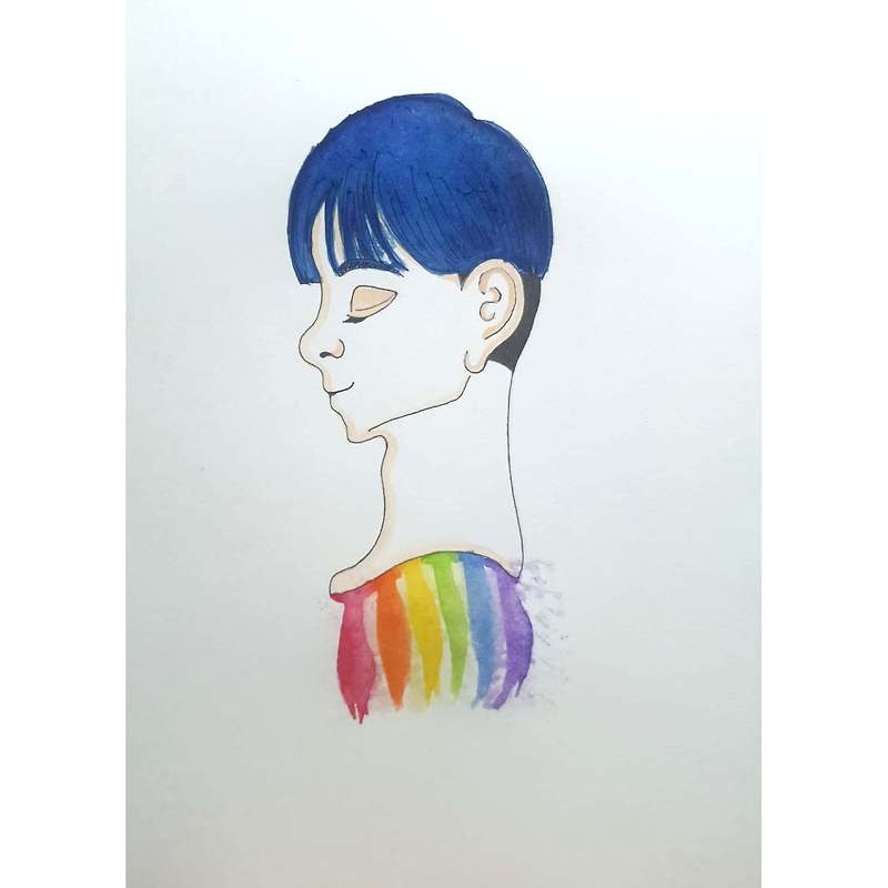 Galaxy & Rainbow 우주와 무지개 / 일러스트 그림 드로잉 / 인물화 그리기