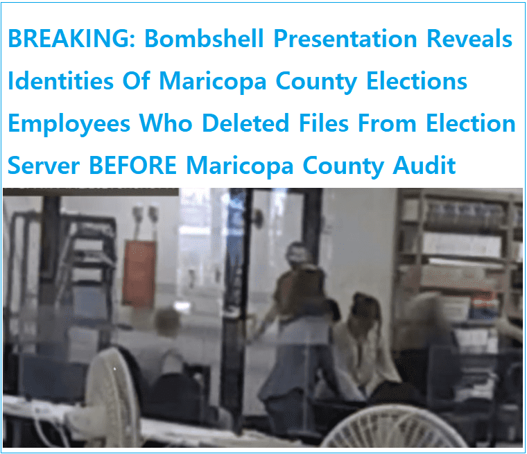 충격! 미 마리코파 선관위 서버 파일 삭제 범인 잡혔다 BREAKING: Bombshell Presentation Reveals Identities Of Maricopa County Elections Employees Who Deleted Files From Election Server BEFORE Maricopa County Audit