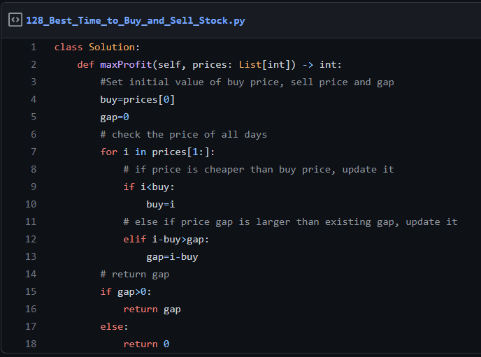 [LeetCode] 121. Best Time to Buy and Sell Stock (Easy/Python)
