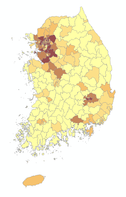 한국 코로나 지도