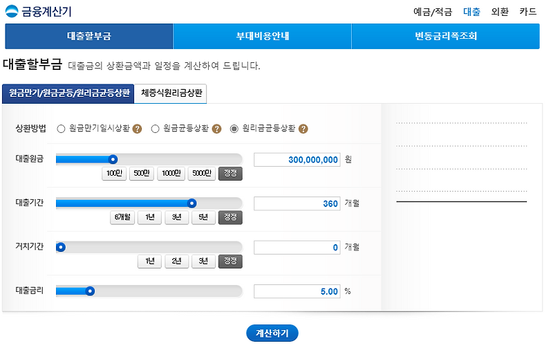 대출상환금 계산기 사용 방법 + 특별보금자리론 소식