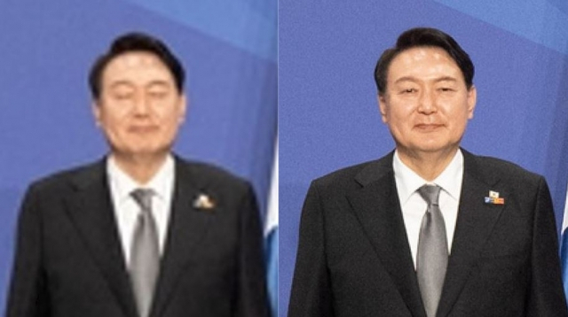 '눈 감은' 尹대통령 사진, 이렇게 바뀌었다 