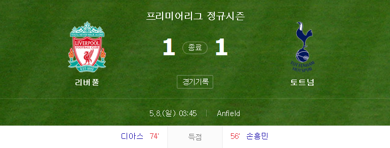 프리미어리그 21~22 시즌 36 라운드 - 리버풀 VS 토트넘 경기 골모음 (손흥민 리그 20호골)