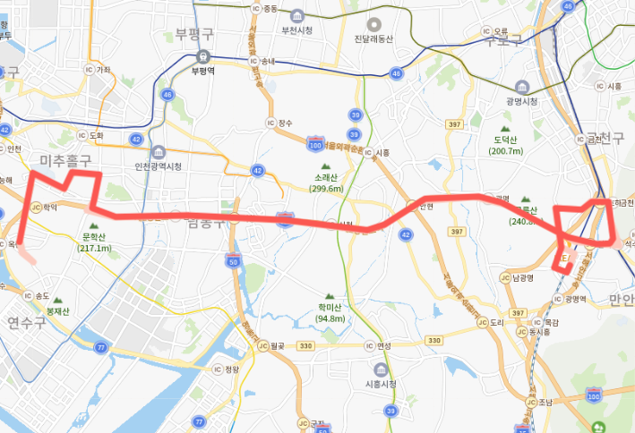 [직행]인천 3001번버스 시간표, 노선 정보 :: KTX 광명역, 석수역, 인하대역, 학익시장, 인하대학교