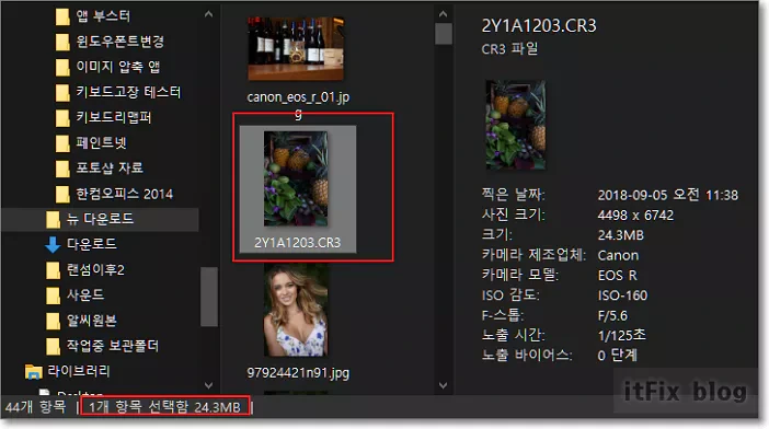 파일 탐색기에서 원시 이미지 파일 메타 데이터 바로 보기
