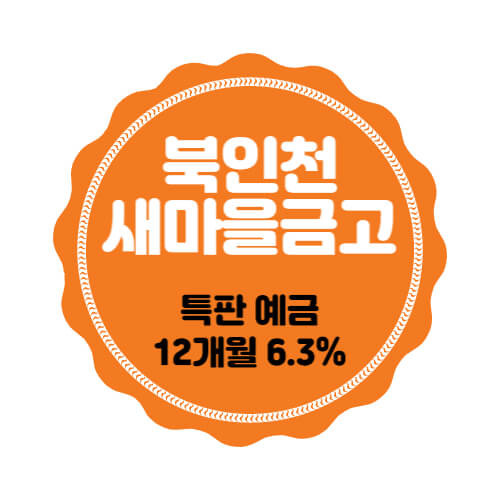 북인천새마을금고 특판 예금 12개월 금리 6.3% 상품 추천