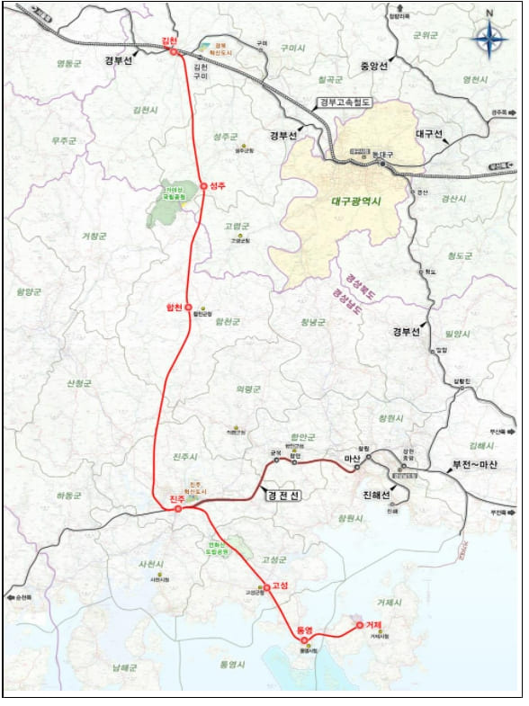 ‘남부내륙철도 건설사업’ 확정...서울~거제 KTX  2시간대 [국토교통부]