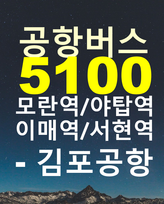 5100 김포공항 버스, 성남 세이브존/모란역/야탑역/이매역/서현역/ 시간표, 요금, 버스타고 예약