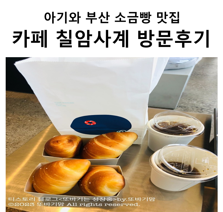 아기와 부산 소금빵 맛집 대형 카페 '칠암사계' 방문 후기 및 정보(feat.이흥용 제과점)