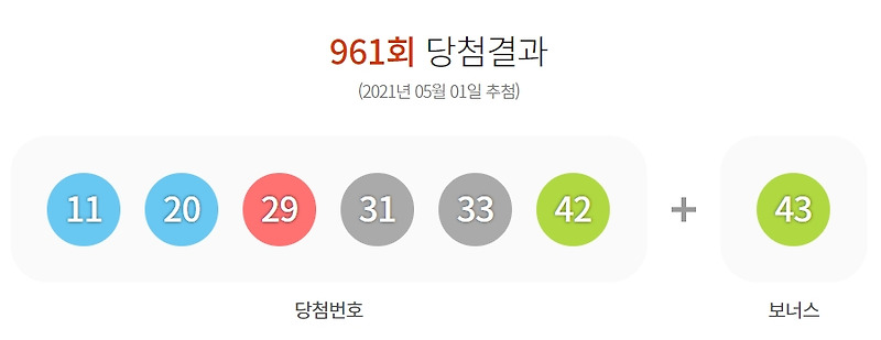제961회 로또당첨번호조회 1등 9명