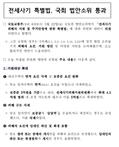 전세사기 특별법, 국회 법안소위 통과