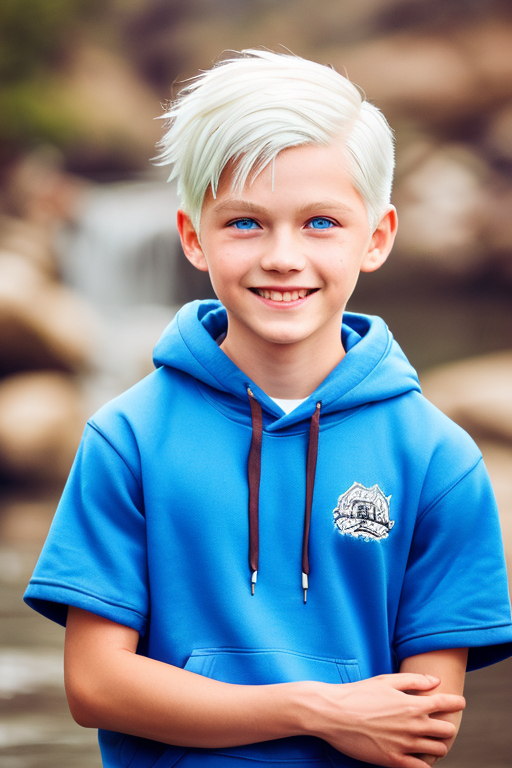 [Boy-022] Free Image of white hair and blue eyes teen boy in nature background