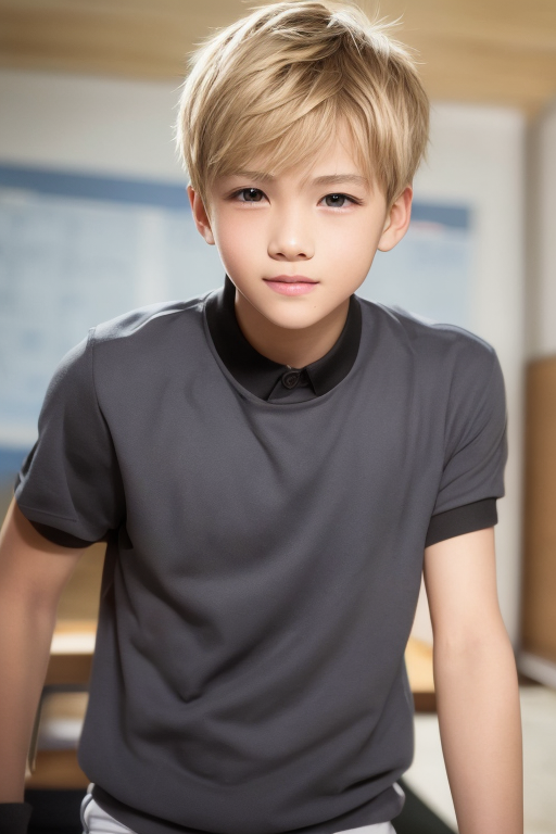 [Boy-157] Character, boy, youth, handsome, live-action, photography, blonde, free, classroom, student, school-related images