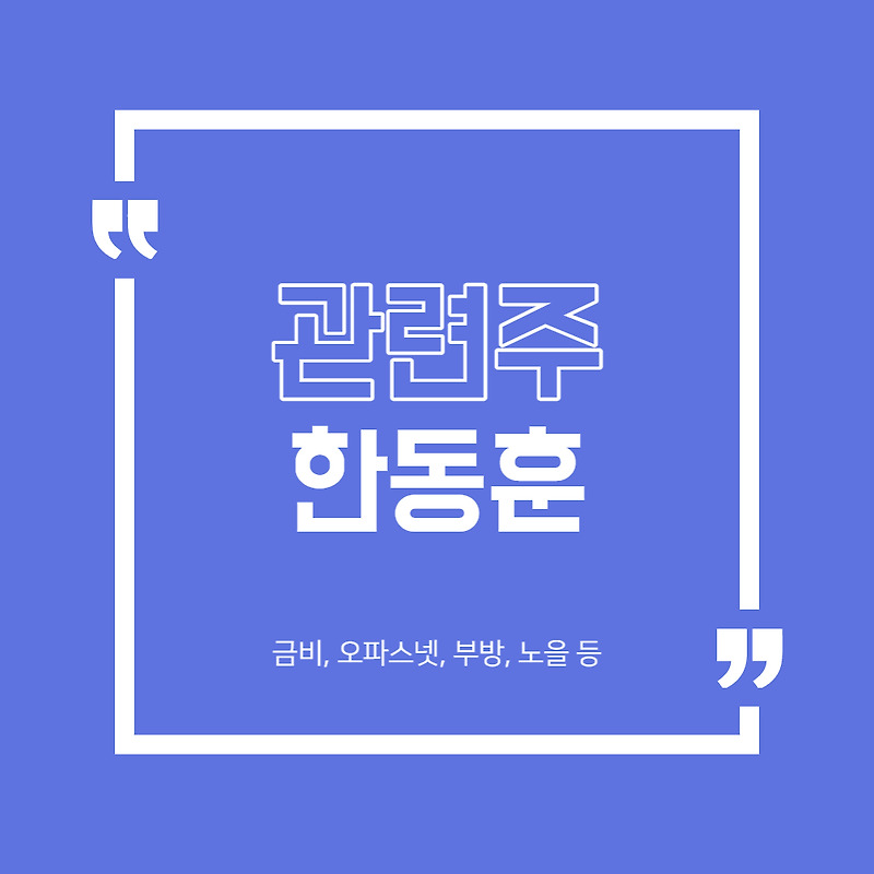 한동훈 관련주 정리 (금비, 오파스넷, 부방 등)