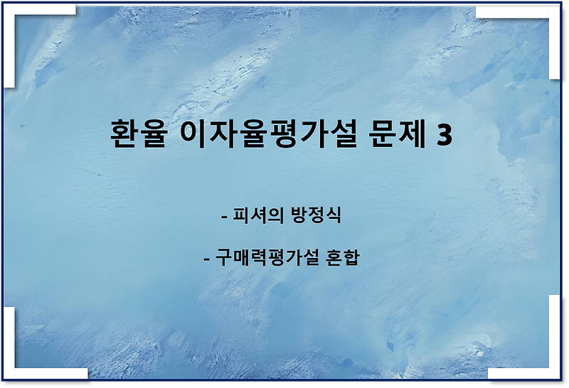 환율 이자율평가설 문제 3(피셔의 방정식, 구매력평가설 혼합)