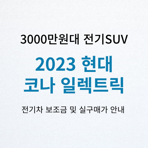 2023 코나 일렉트릭 지자체별 보조금 실구매가 3천만원대