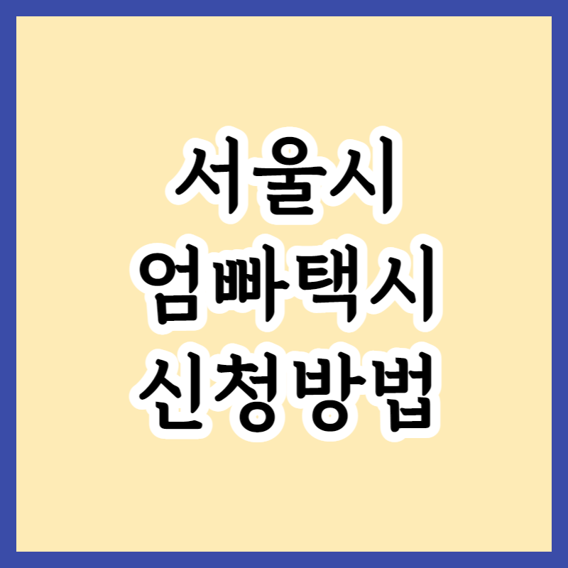 2023 서울 엄빠택시 신청방법 및 10만원 택시이용 정부지원 이용대상