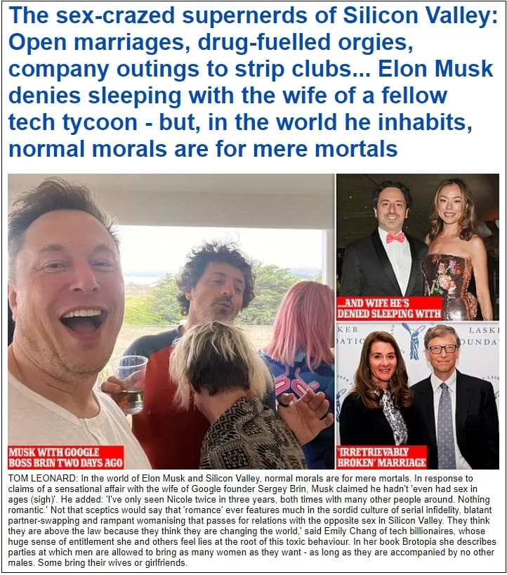 한국 언론은 머스크에 원수 졌나?,,,안 좋은 일만 나오면 대서특필! Elon Musk denies sleeping with the wife of a fellow tech tycoon...