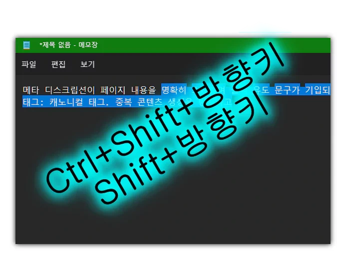 메모장이나 워드 작업도중 단어 또는 문장 삭제시 편리한 단축키 소개