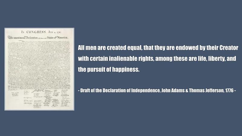 자유(Freedom), 독립(Independence)에 대한 미국 독립선언서 (초안) 및 영어 명언 모음