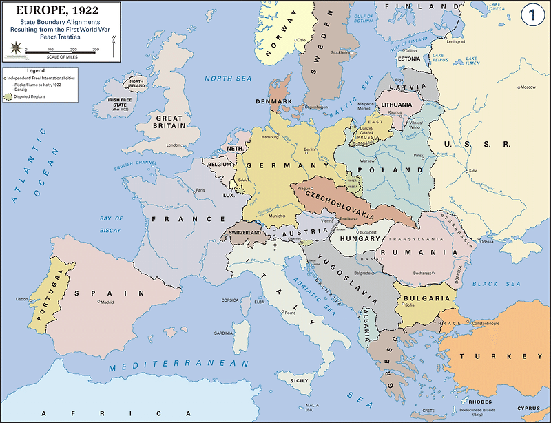 1922년 유럽지도