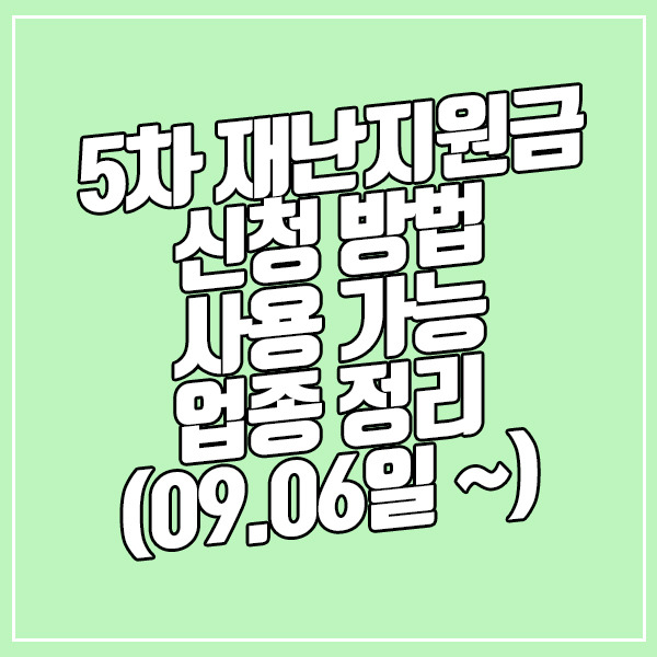 5차 재난지원금 신청 방법과 사용 가능 업종 정리 (9월 6일 ~ )