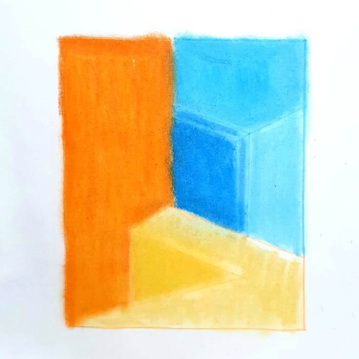 Orange Blue Walls 일러스트레이션 형광펜화 크레파스화 그리기