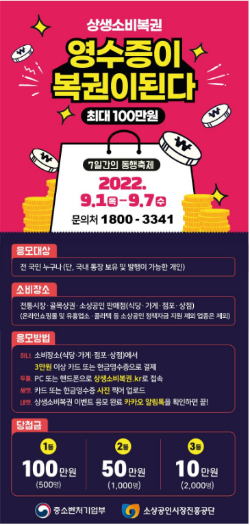 7일간의 동행축제 남다른 행사(이벤트), 영수증이 복권이 되다_중소벤처기업부