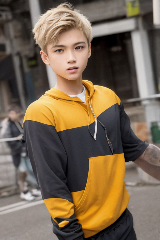 [Boy-116] boy, man, blond hair, handsome, cute, teen, teenage, city & street background, free images, Ai images