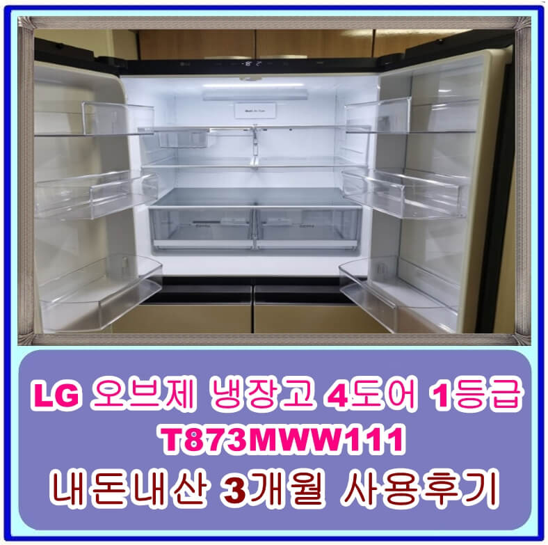 LG 오브제 냉장고 4도어 1등급 T873MWW111 내돈내산 3개월 사용 후기