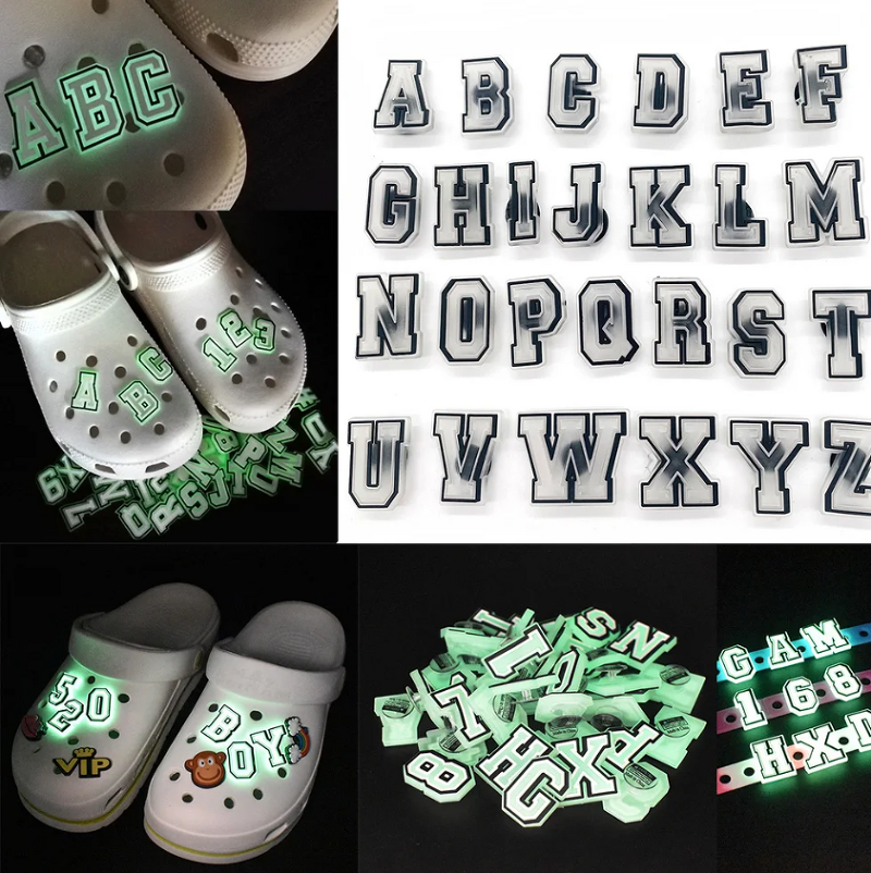 어린이용 PVC 신발 장식, 문자 및 숫자 장식, 신발 액세서리, 크록 장식