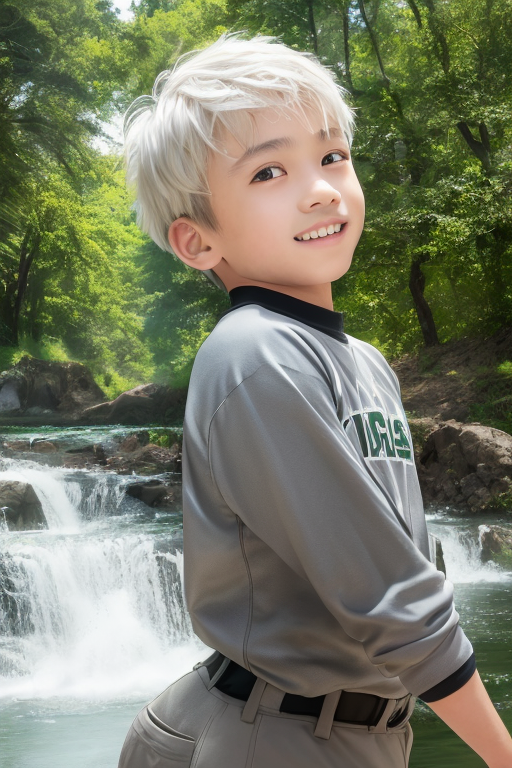 [Boy-034] Free Images of white haird boy in forest, valley