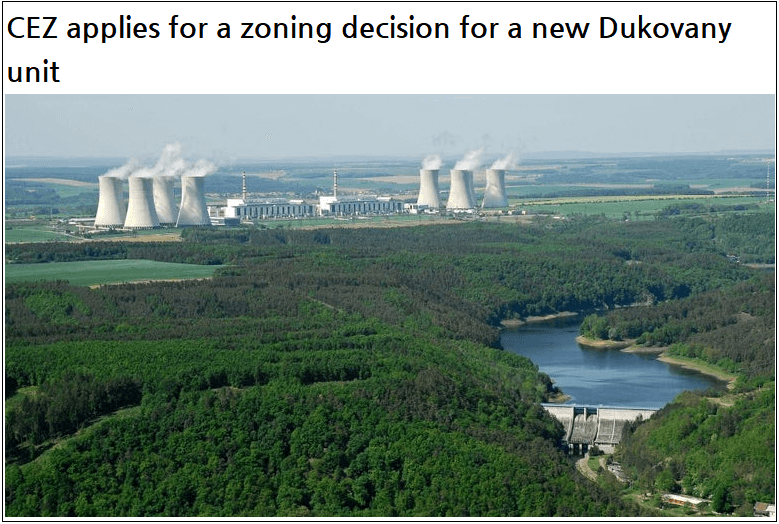 체코 두코바니(Dukovany) 원전 입찰 동향 CEZ applies for a zoning decision for a new Dukovany unit