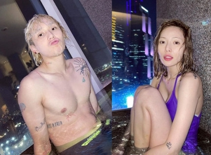 던, 상의 벗고 슬림 몸매 깜짝공개!! 현아랑 놀러갔나? [사진]