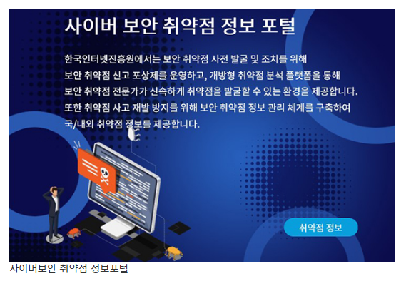사이버위협 ‘보안 취약점’ 조치위해 패치정보 등 사이버보안 취약점 정보포털 한 곳에서 제공_과학기술정보통신부