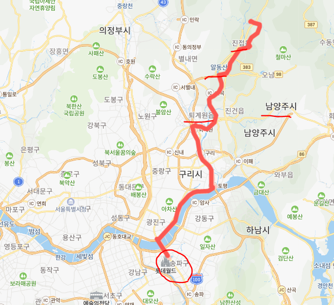 [남양주] 8012번버스 노선 시간표 : 광릉내, 경복대, 잠실광역환승센터