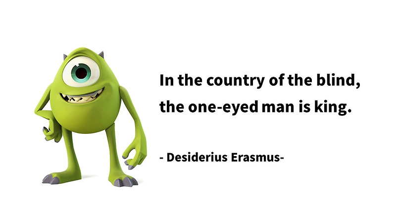 눈과 관련된 현명한 판단, 시각, 관찰, 맹목, 몽매에 대한 에라스뮈스(Erasmus) 영어 명언
