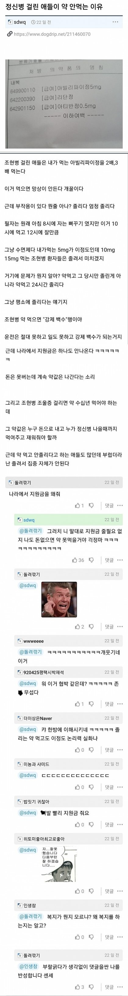 조현병 환자들이 약을 잘 안 먹게 되는 이유