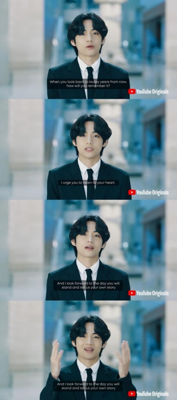 방탄소년단(BTS) 뷔, 온라인 졸업식서 선보인 수화 인사 전세계 감동