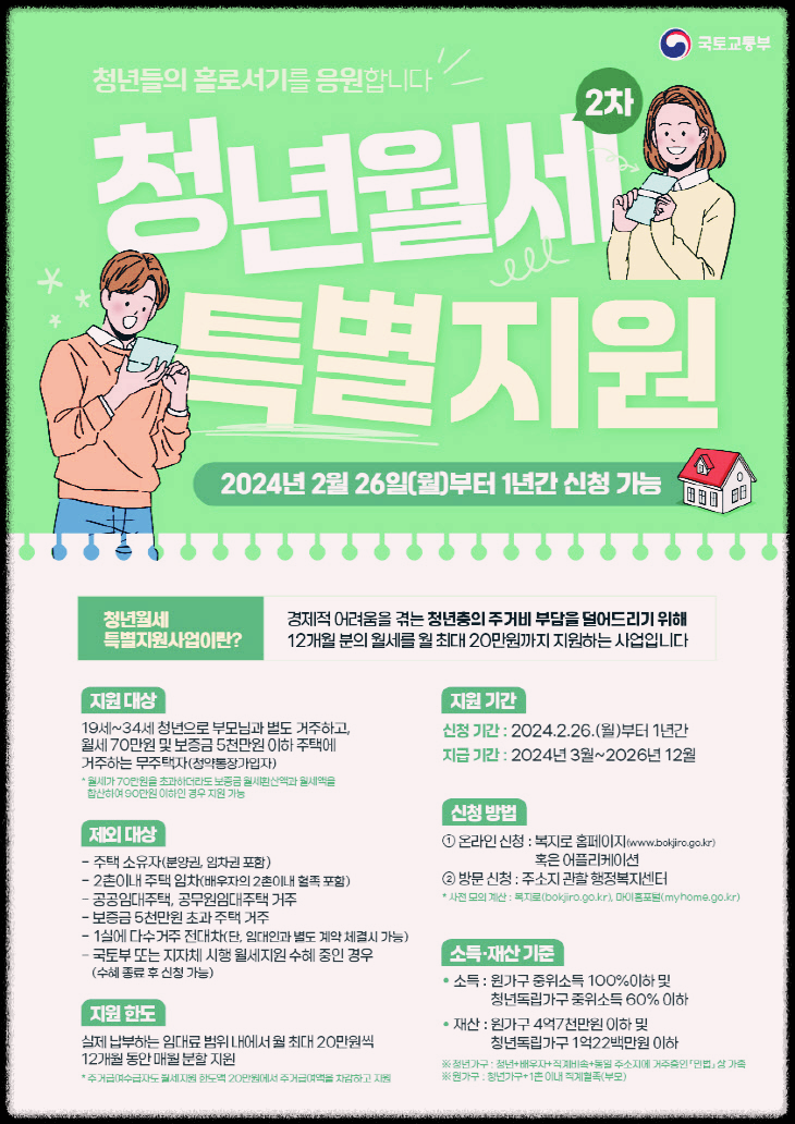 천안시 청년월세 한시 특별지원