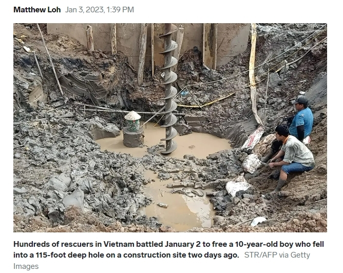 베트남 건설현장 기초공사 구멍에 빠진 소년...당국자 