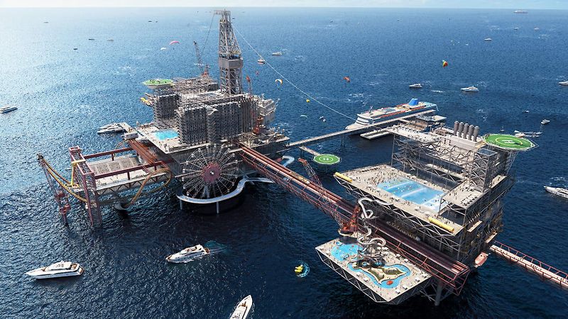 사우디, 세계 최초 해양 석유 플랫폼에 관광지 조성 VIDEO: Saudi Arabia is converting a huge oil rig into an amusement park dubbed ‘The Rig’