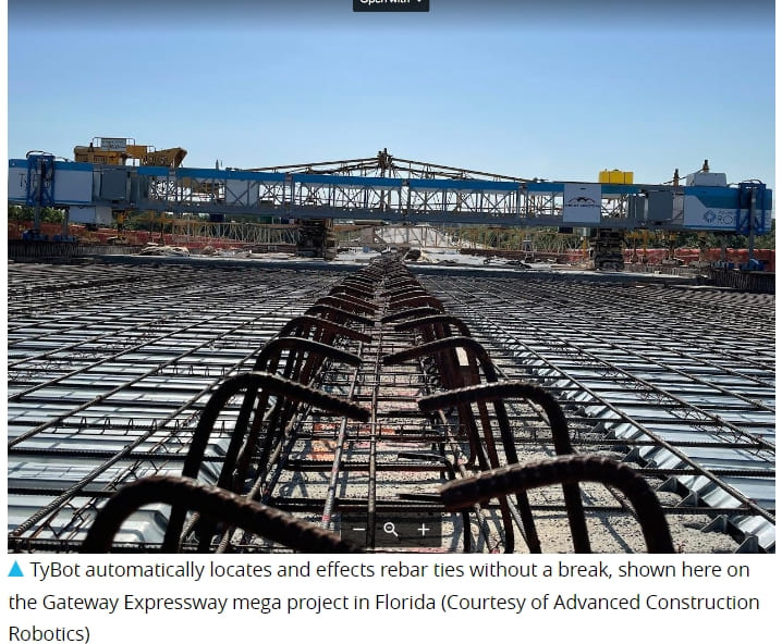 상상불가! 시간당 1,100개 이상 철근 체결한 타이봇 Rebar-tying robot sets 2022 record with 11,000+ ties in one day