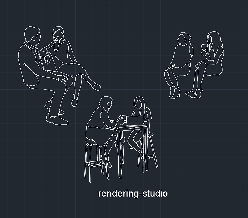 Free People AutoCAD Blocks Collection - sitting dwg