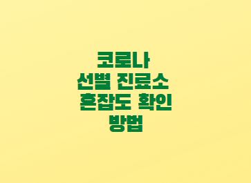 코로나 선별 진료소 혼잡도 확인 방법 - 스마트 서울맵